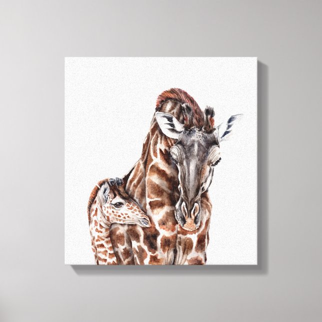 Mãe Girafa com Canvas de Baby Giraffe (Frente)