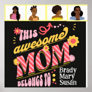 Mãe incrível! Feliz, divertido, poster para a mãe.