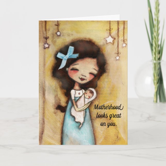 Mãe Jovem - Primeiro Cartão de Dia de as mães (Frente)