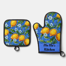 Mãe mãe Cozinha azul e amarelo