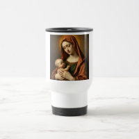 Mãe Mary e Bebê Caneca de viagem Branca