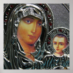Mãe Mary e poster de Jesus do bebê