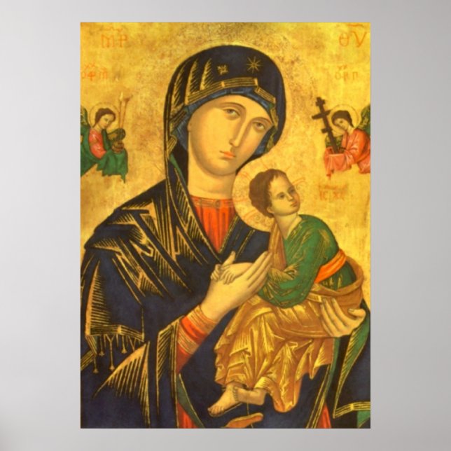 Mãe Mary Madonna e Criança Bebê Jesus Poster (Frente)