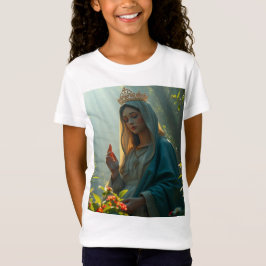 Mãe Mary Rainha da Camiseta da Garota do Céu