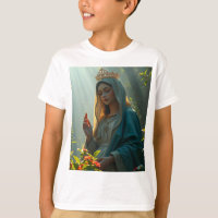 Mãe Mary Rainha da Camiseta do Criança do Céu