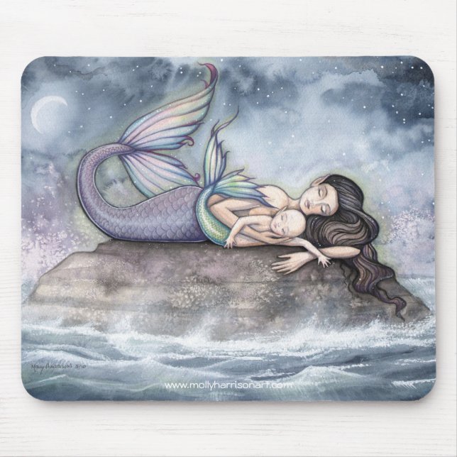 Mãe Mermaid e Baby Mousepad por Molly Harrison (Frente)