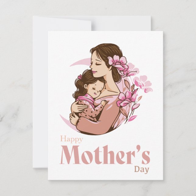 Mãe segurando a filha bebê Flor de Lua no Dia das  (Frente)