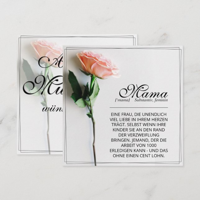 Mãe - Simplesmente Insubstituível | Cartão clássic (Frente/Verso)