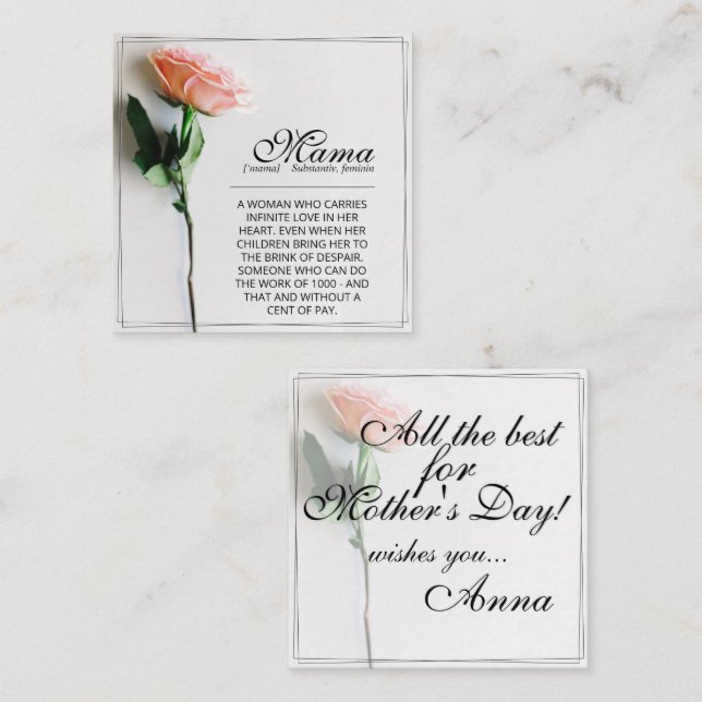 Mãe - Simplesmente Insubstituível | Cartão clássic (Frente/Verso)