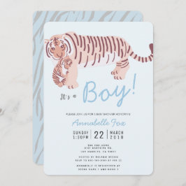 Mãe Tiger e Cub Blue Boy Convite para Chá de frald