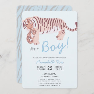 Mãe Tiger e Cub Blue Boy Convite para Chá de frald