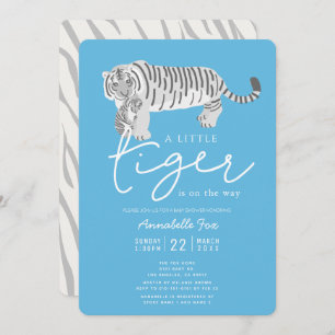 Mãe Tiger e Cub Chá de fraldas Azul Convite