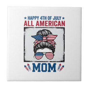 Mãe totalmente americana, design de camiseta vinta