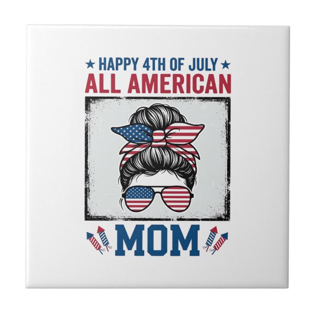 Mãe totalmente americana, design de camiseta vinta (Frente)