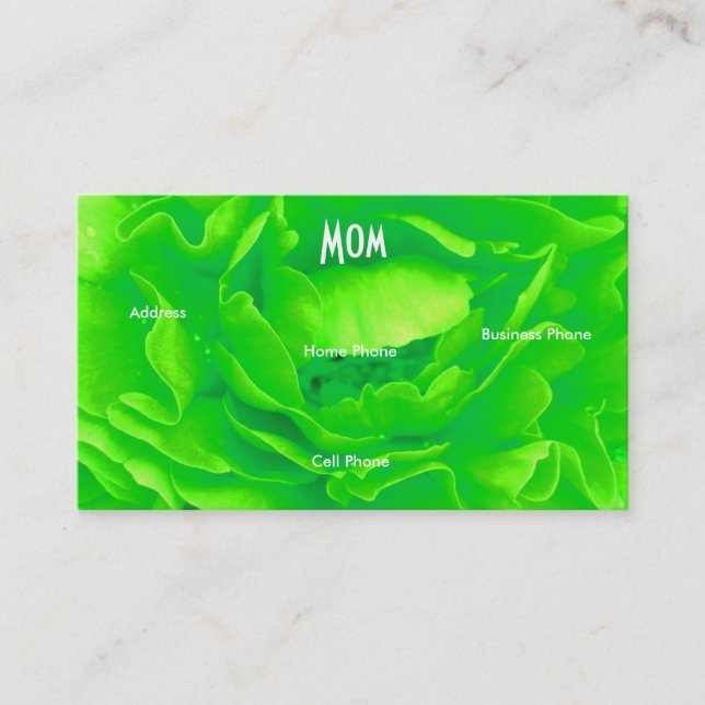 Mãe Verde Brilhante Rosa Cartão de visita (Frente)