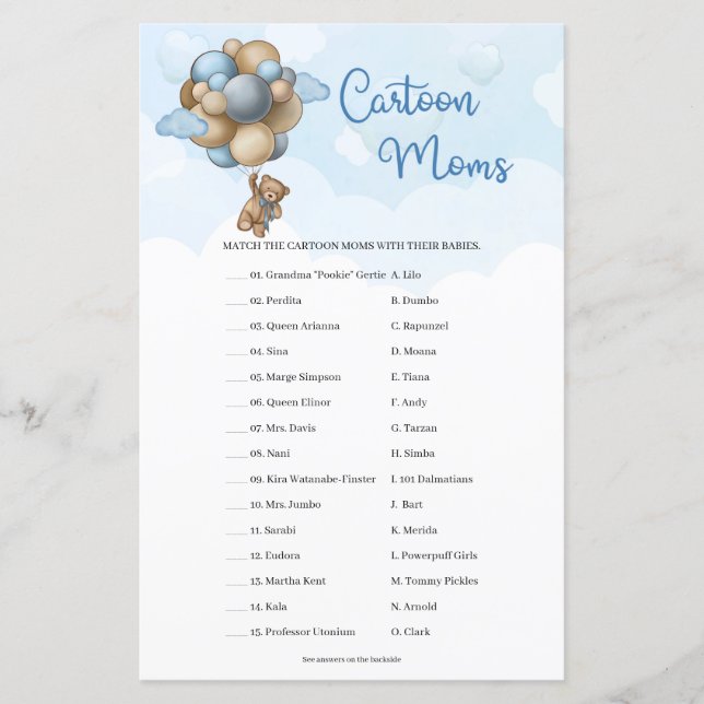 Mães de desenho animadas com ursinho azul de marfi (Frente)