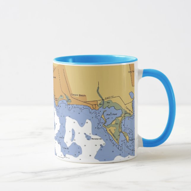 MÃES de Mattapoisett. Caneca náutica da carta do (Direita)