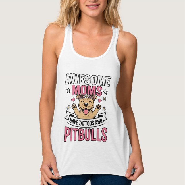 Mães Incríveis Têm Tatuagens e Pitbulls Camisa Vin (Frente)