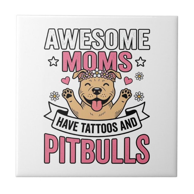Mães Incríveis Têm Tatuagens e Pitbulls Camisa Vin (Frente)