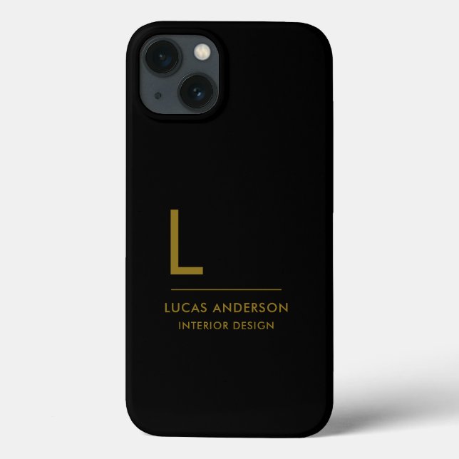 Mães Mínimas de Monograma Moderno Preto e Branco (Verso)