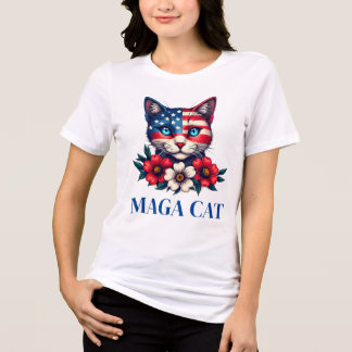 MAGA Cat Trump American Flag e Flowot Patriot