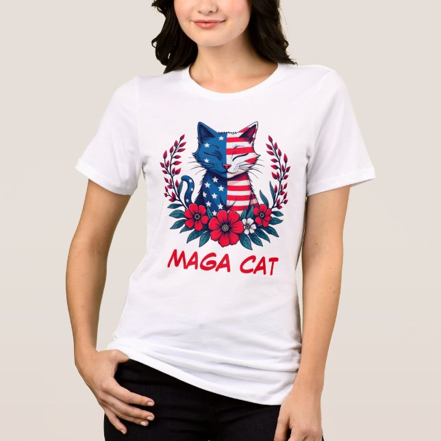 MAGA Cat Trump American Flag Red Flowot Patriot (Frente)