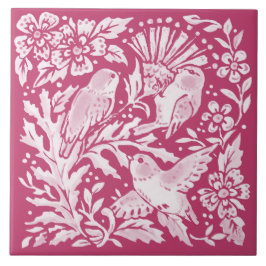 Magenta Bird Trio Thiste Nature Woodland Floral