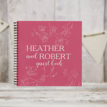 Magenta Boho Floral Livro de Convidados Espirais