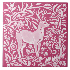Magenta Deer Bird Nature Woodland Floral
