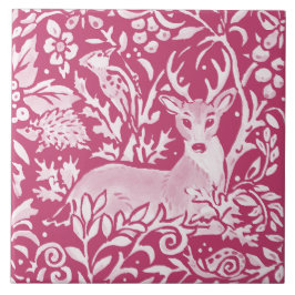 Magenta Deer Hedgehog Bird Nature Woodland Floral