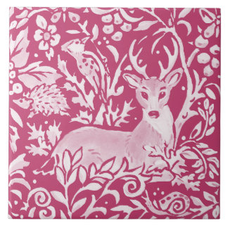 Magenta Deer Hedgehog Bird Nature Woodland Floral