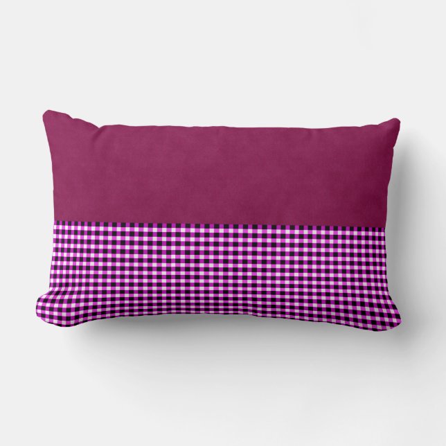 Magenta Denim E Tartan, Almofada Lombar (Frente)