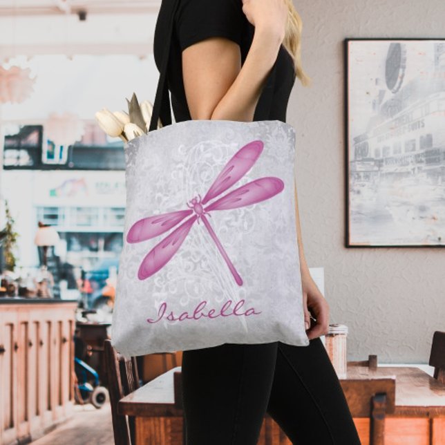 Magenta Dragonfly Personalizada Tote Bag (Magenta Dragonfly Personalized Tote Bag)