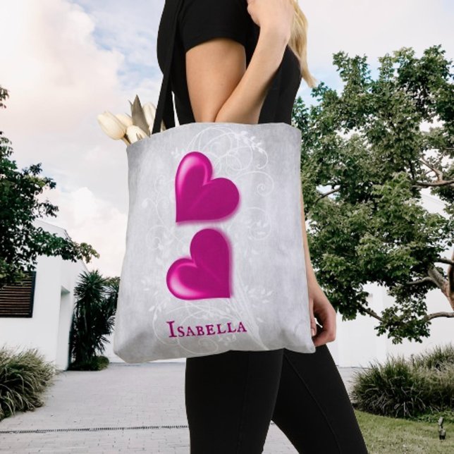 Magenta Hearts Personalizados Tote Bag (Magenta Hearts Personalized Tote Bag)