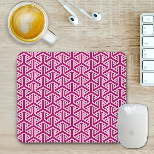 Magenta Japanese Pattern Mouse Pad (Criador carregado)