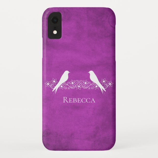 Magenta Lovebird capas de iphone Vinha Floral (Verso)