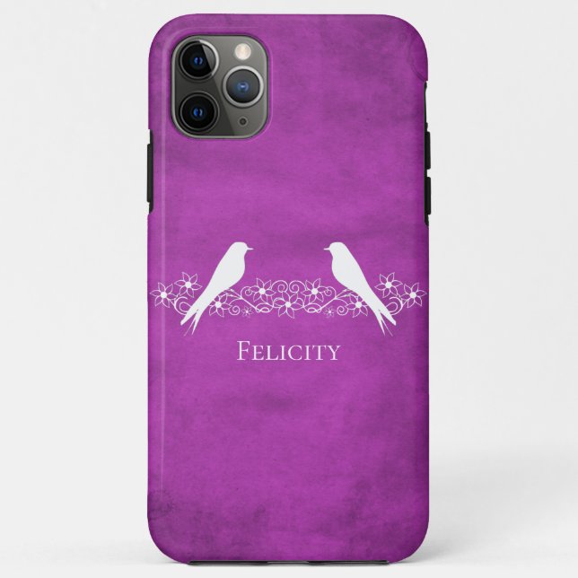 Magenta Lovebird capas de iphone Vinha Floral (Verso)