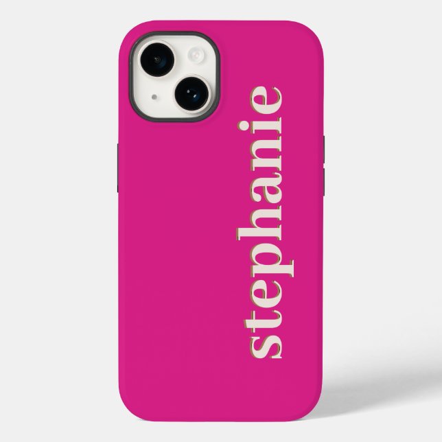 Magenta Mínima Simples Personalizada Rosa Quente (Verso)