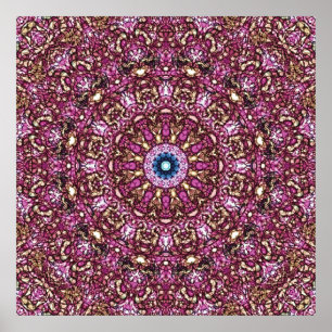 Magenta Radial Mandala Caleidoscópio Impressão
