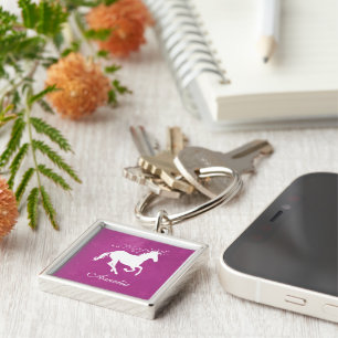 Magenta Unicorn Personalizado Chaveiro