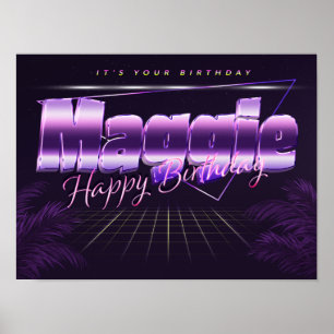 Maggie Name Vorname lila retro Poster Geburtstag