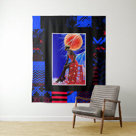 Magia da Menina Negra • Tapeçaria de Arte Afrocent