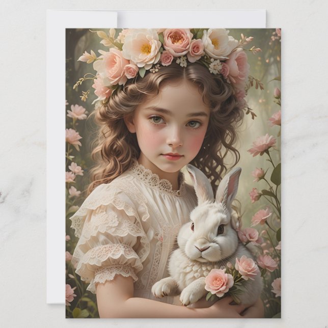 Magia da Páscoa - Menina com Coroa de Flores e Coe (Frente)