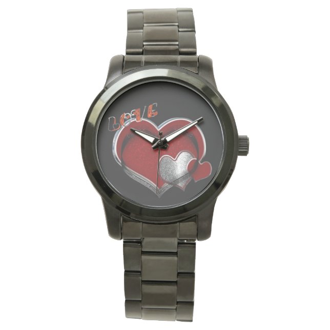 Magia do Coração Unisex - Relógio Preto de Grande  (Frente)