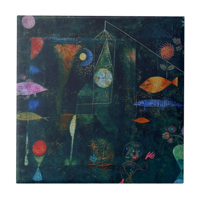Magia do Peixe de Paul Klee Pintura Abstrata Arte  (Frente)