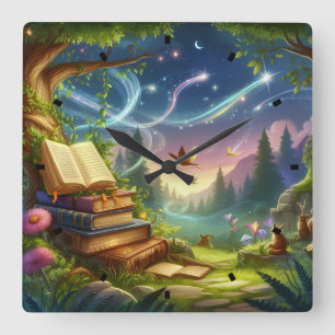 Magia e relógio de parede de livros antigos