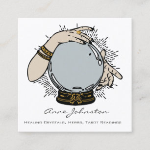 Magic Crystal Ball and Hands Square Cartão de visi