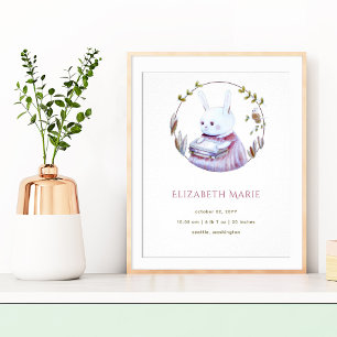 Magic Woodland Books Bunny Girl Birds Poster