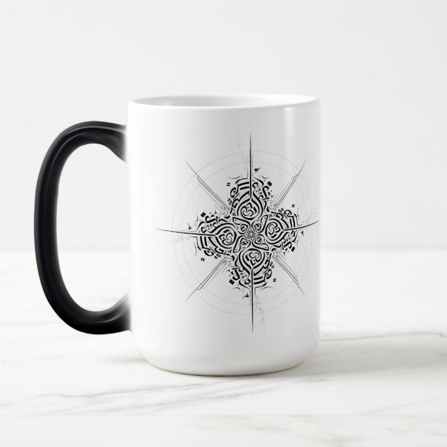 Mágica Bússola de Caligrafia Abstrata - Caneca de Cerâmic (Esquerda)