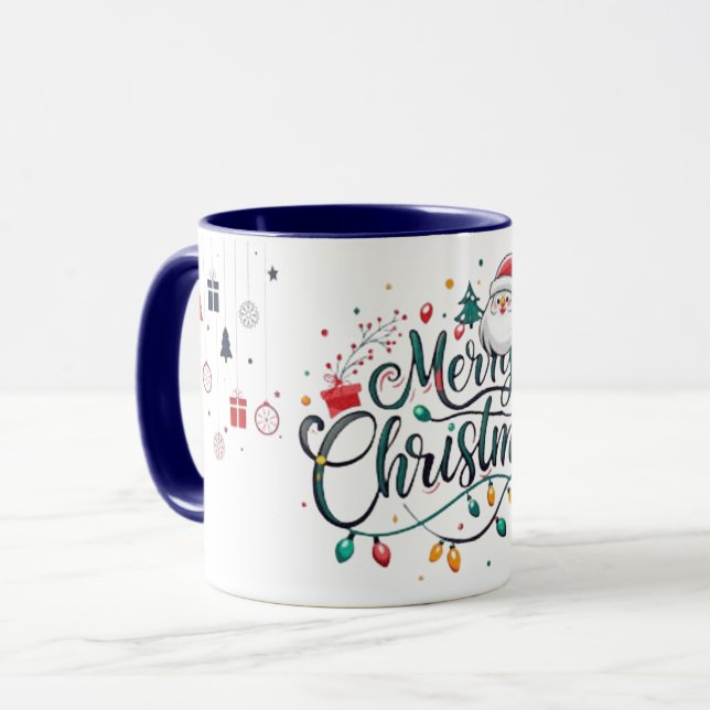 Mágica caneca azul de Natal (Frente Esquerda)